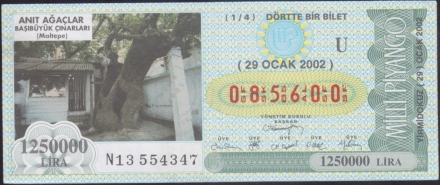 2002 29 Ocak Çeyrek Bilet - U Serisi