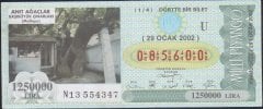 2002 29 OCAK ÇEYREK BİLET - U SERİSİ