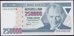 7.Emisyon 3.Tertip 250000 Lira I64 054299 Çil