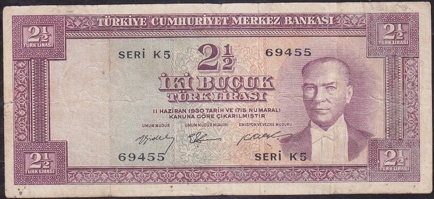 5.Emisyon 2.Tertip 2.5 Lira K5 69455 Haliyle