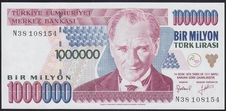 7.EMİSYON 2.TERTİP 1 000 000 LİRA N38 108154 ÇİLALTI ÇİL