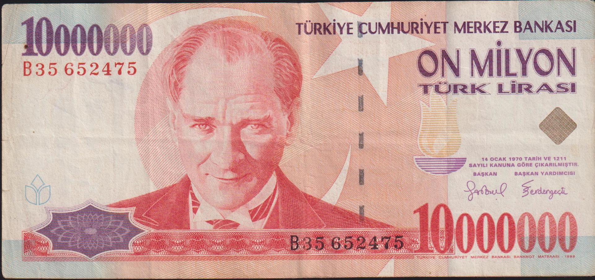 7.Emisyon 10 000 000 Lira B35 652475 Çok Temiz