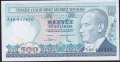 7.Emisyon 1.Tertip 500 Lira A46 442456 Çil