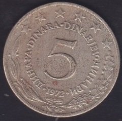 YUGOSLAVYA 5 DİNAR 1972