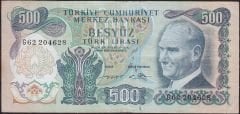 6.Emisyon 2.Tertip 500 Lira G62 204628 Çok Temiz