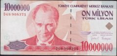 7.Emisyon 10 000 000 Lira D68 908371 Çok Temiz