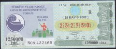 2002 29 MAYIS ÇEYREK BİLET - R SERİSİ