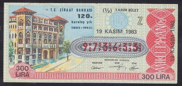 1983 19 KASIM YARIM BİLET  Z SERİSİ