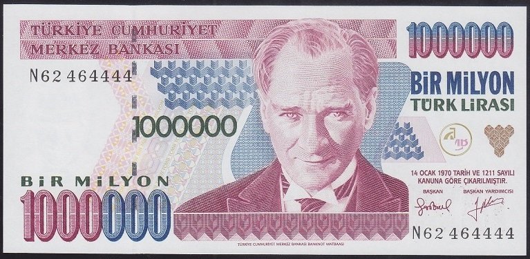 7.EMİSYON 2.TERTİP 1 000 000 LİRA N62 464444 ÇİL