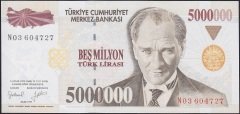 7.Emisyon 5 000 000 LİRA N03 6044727 Çilaltı ( sol alt kulakta kırık var )