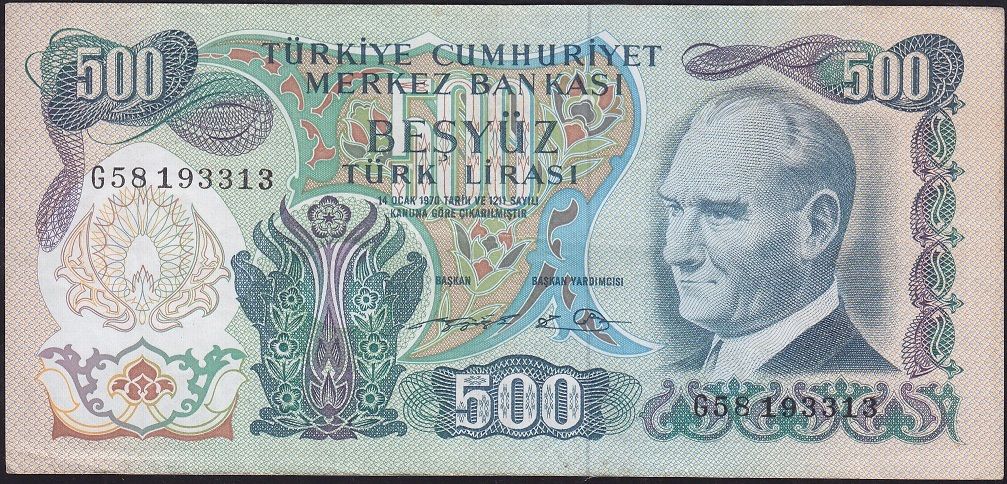 6.Emisyon 2.Tertip 500 Lira G58 193313 Çok Temiz+