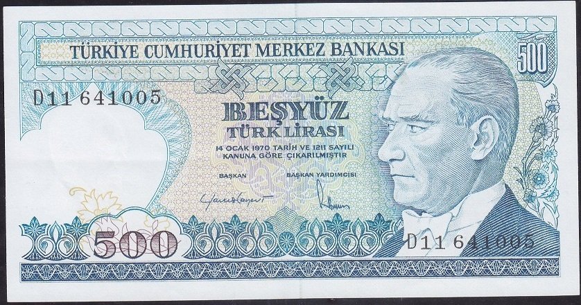 7.Emisyon 2.Tertip 500 Lira D11 641005 Ççt +