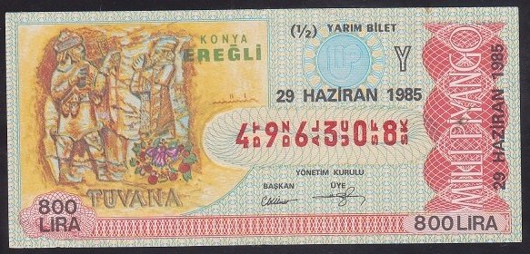 1985 29 HAZİRAN YARIM BİLET Y SERİSİ