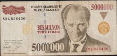 7.Emisyon 5 000 000 Lira K24 856450 Temiz