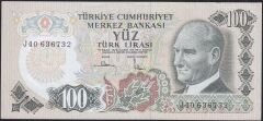 6.Emisyon 3.Tertip 100 Lira J40 636732 Çilaltı