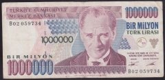 7.EMİSYON 1.TERTİP 1 000 000 LİRA B02 059734 ÇOK TEMİZ