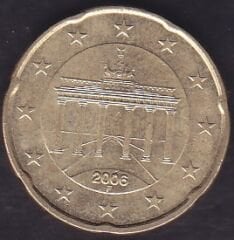 Avrupa 20 Euro Cent 2006 F Almanya