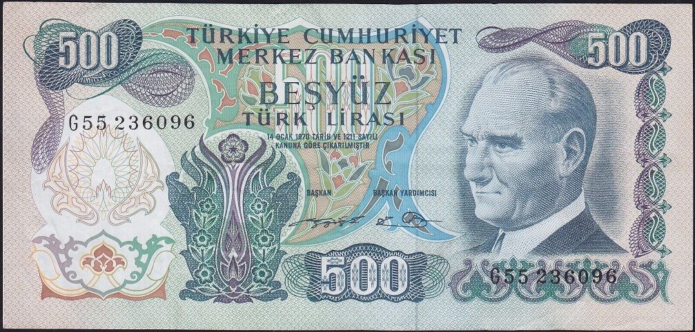 6.Emisyon 2.Tertip 500 Lira G55 236096 Çok Temiz+