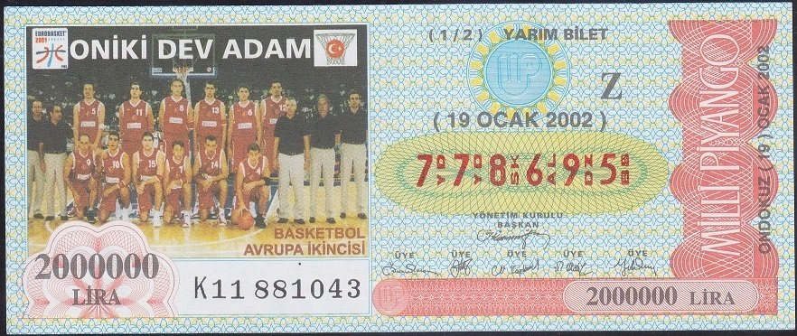 2002 19 OCAK YARIM BİLET - Z SERİSİ