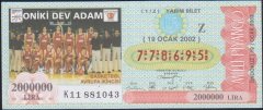 2002 19 OCAK YARIM BİLET - Z SERİSİ