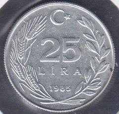 1985 Yılı 25 Lira Çilaltı Çil