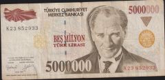 7.Emisyon 5 000 000 Lira K23 852933 Temiz