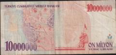 7.Emisyon 10 000 000 Lira B38 436783 Çok Temiz