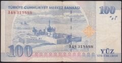 8.Emisyon 100 YTL A48 319888 Çok Temiz