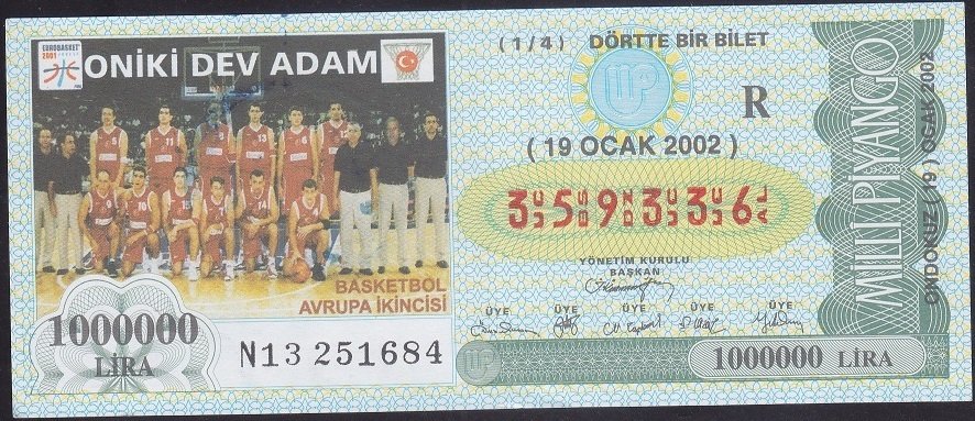 2002 19 OCAK ÇEYREK BİLET - R SERİSİ