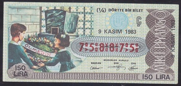 1983 9 KASIM ÇEYREK BİLET  Ç SERİSİ