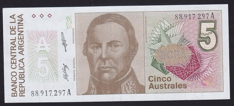 Arjantin 5 Australes 1987 - 1989 Çil Pick 324b