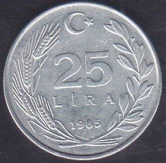 1985 Yılı 25 Lira Çok Çok Temiz +