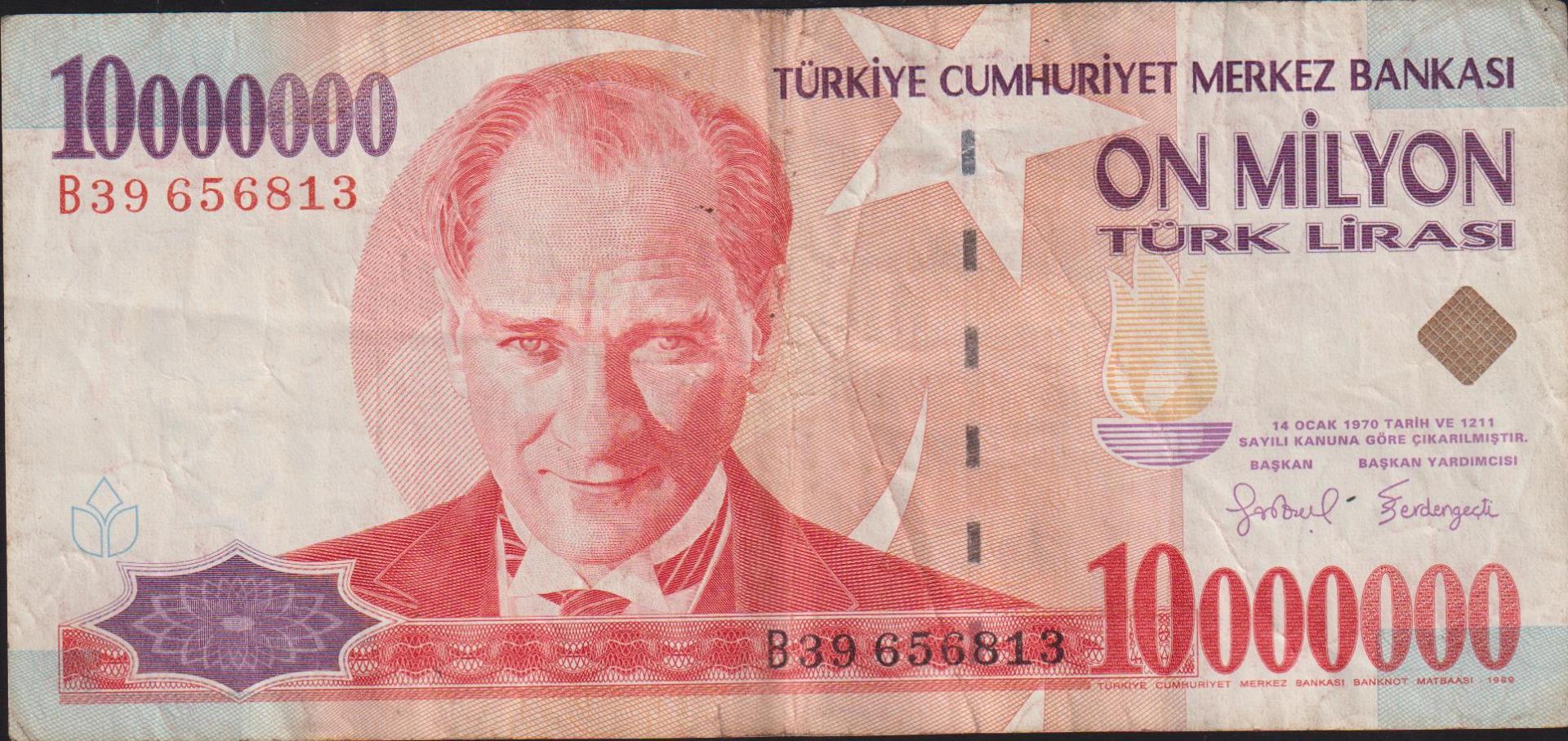 7.Emisyon 10 000 000 Lira B39 656813 Temiz+