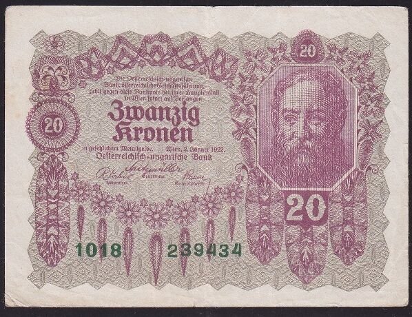 Avusturya 20 Kronen 1922 Çok Temiz Pick 76