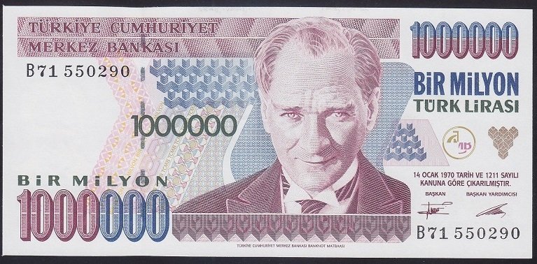 7.EMİSYON 1.TERTİP 1 000 000 LİRA B71 550290 ÇİLALTI ÇİL