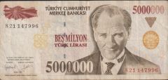 7.Emisyon 5 000 000 Lira K21 147996 Çok Temiz