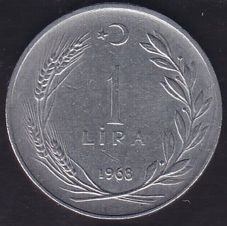1968 Yılı 1 Lira Ters