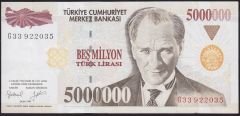 7.Emisyon 5 000 000 Lira G33 922035 Çok Temiz+