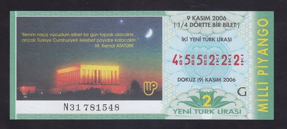 2006 9 KASIM ÇEYREK BİLET - 455222