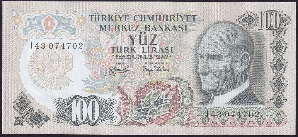 6.Emisyon 2.Tertip 100 Lira I43 074702 Çil