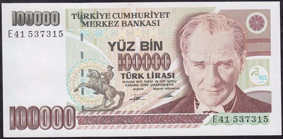 7.Emisyon 2.Tertip 100000 Lira E41 537315 Çilaltı Çil