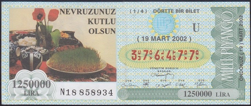 2002 19 MART ÇEYREK BİLET - U SERİSİ