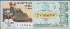2002 19 Mart Çeyrek Bilet - U Serisi - Nevruz