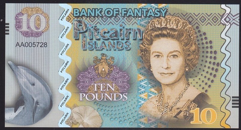 FANTAZİ PARA PİTCAİRN İSLAND 10 POUND KRALİÇE ÇİL AA005728