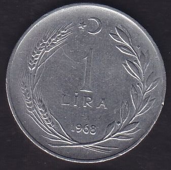 1968 Yılı 1 Lira Düz