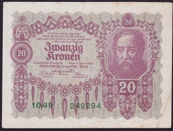 Avusturya 20 Kronen 1922 Çok Çok Temiz Pick 76