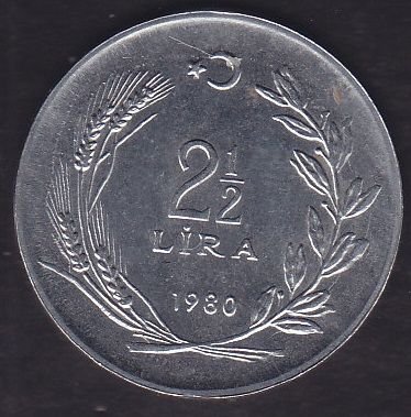 1980 Yılı 2.5 Lira Ters