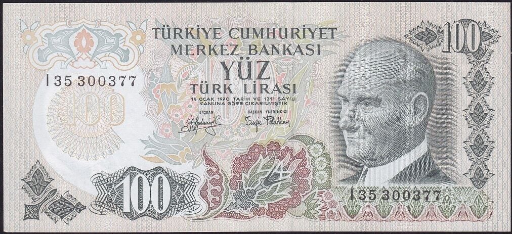 6.Emisyon 2.Tertip 100 Lira I35 300377 Çil