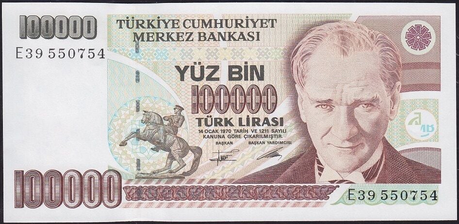 7.Emisyon 2.Tertip 100000 Lira E39 550754 Çilaltı Çil