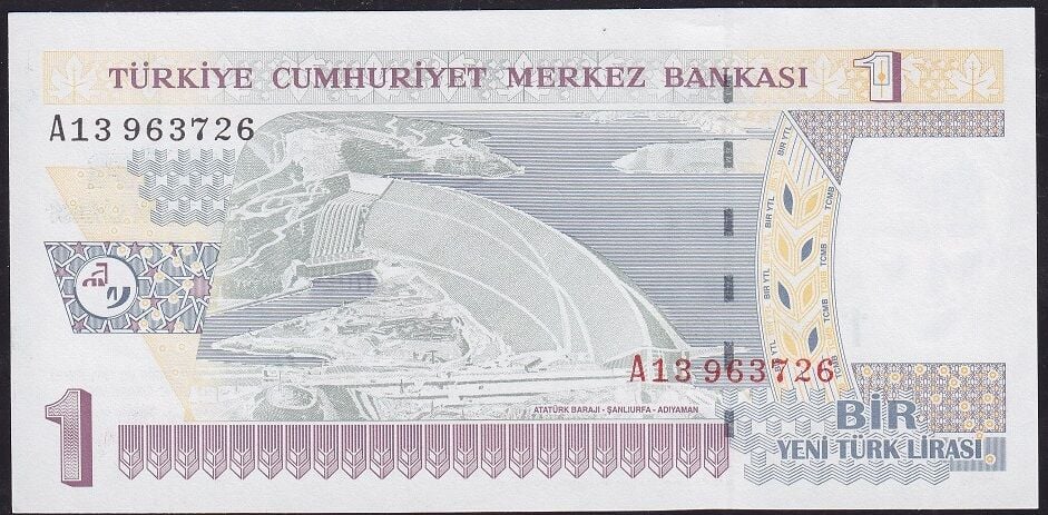 8.Emisyon 1 YTL A13 963726 Çil